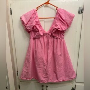 Pink Ruffled Mini Dress